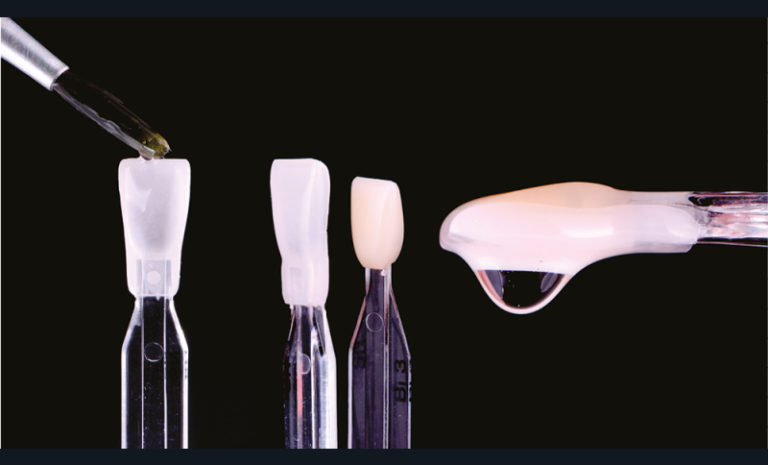 9. Pour une prévisualisation optimale de la combinaison dentine/émail, un film de glycérine est interposé entre les deux échantillons.